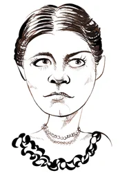 Amy Beach, American composer and pianist; caricature